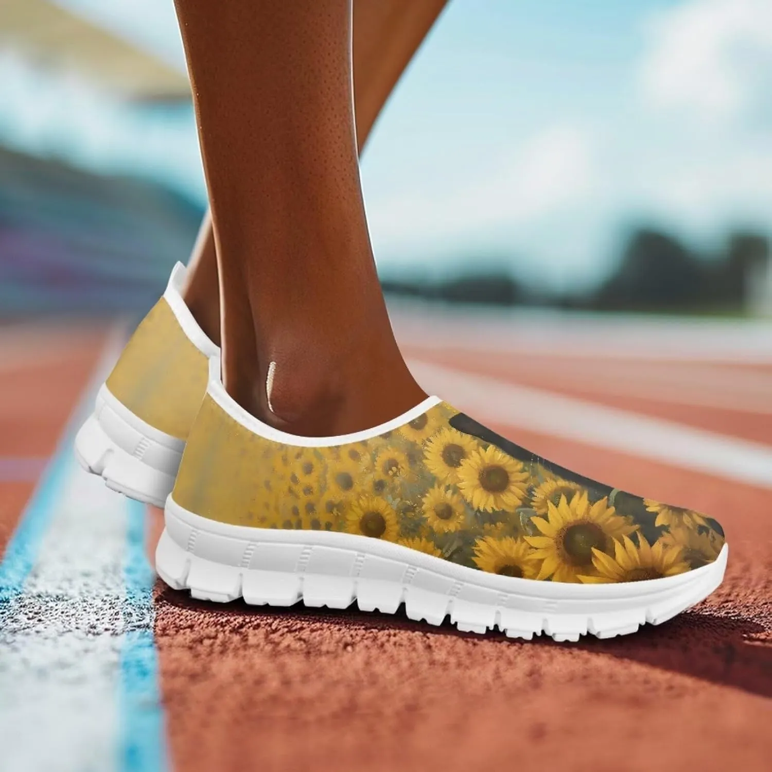 JoyLamoria Cow Platform Sneakers Causal Slip on Shoes Causal Boat Loafers for Women with Arch Support Art Travel Shoes