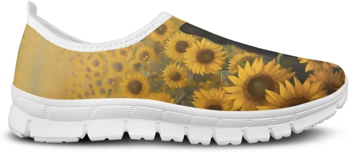 JoyLamoria Cow Platform Sneakers Causal Slip on Shoes Causal Boat Loafers for Women with Arch Support Art Travel Shoes