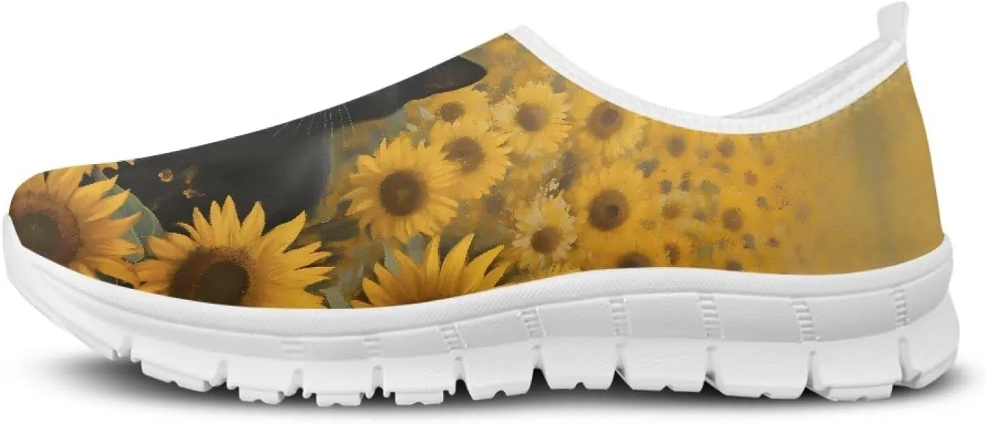 JoyLamoria Cow Platform Sneakers Causal Slip on Shoes Causal Boat Loafers for Women with Arch Support Art Travel Shoes