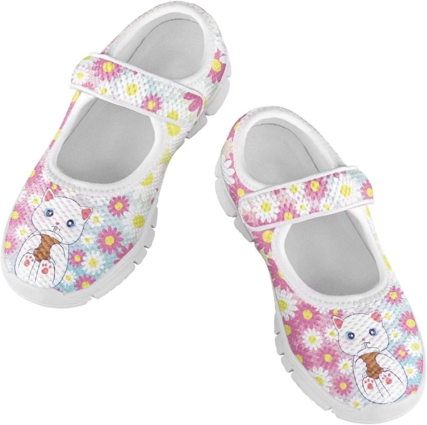JoyLamoria Girls Mary Jane Shoes Toddler/Little Kids Slip on Sneakers Comfort Dress Shoes with Sunflower Cow South Western Navajo Design