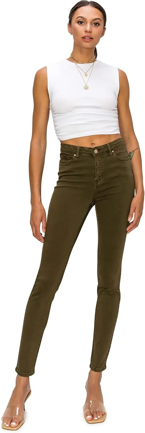 KHAKI & BLUE Cali1850 Women’s The Everyday Garment-Dyed Skinny Jeans – Soft Stretchy High Rise Comfy Casual Pants