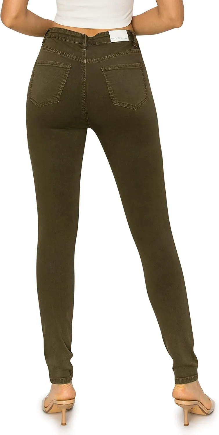 KHAKI & BLUE Cali1850 Women’s The Everyday Garment-Dyed Skinny Jeans – Soft Stretchy High Rise Comfy Casual Pants