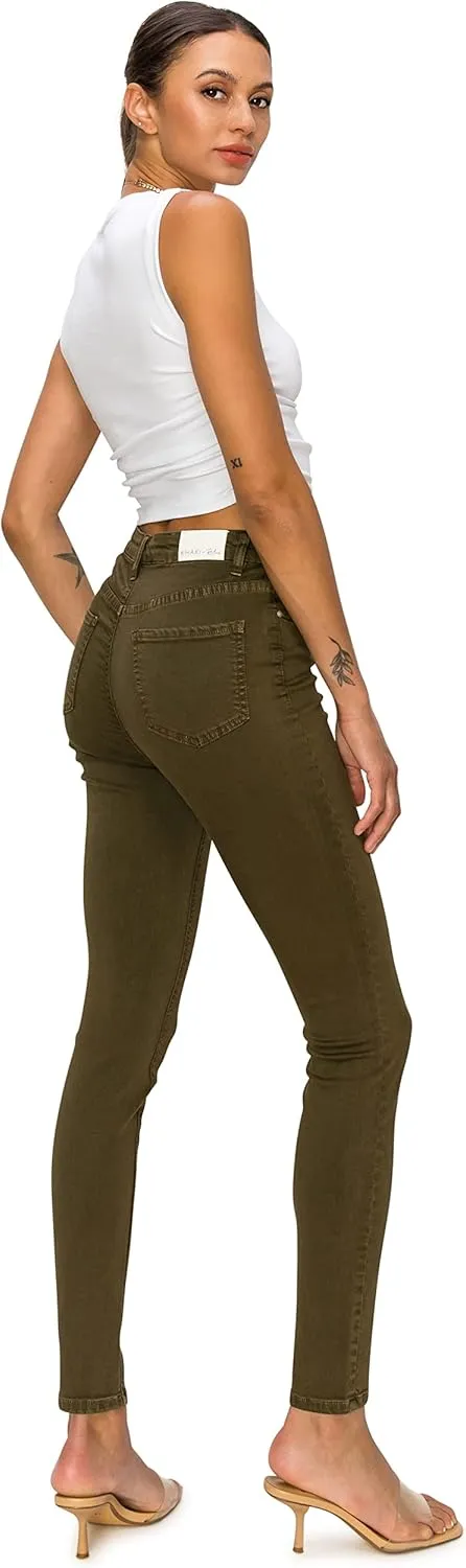 KHAKI & BLUE Cali1850 Women’s The Everyday Garment-Dyed Skinny Jeans – Soft Stretchy High Rise Comfy Casual Pants