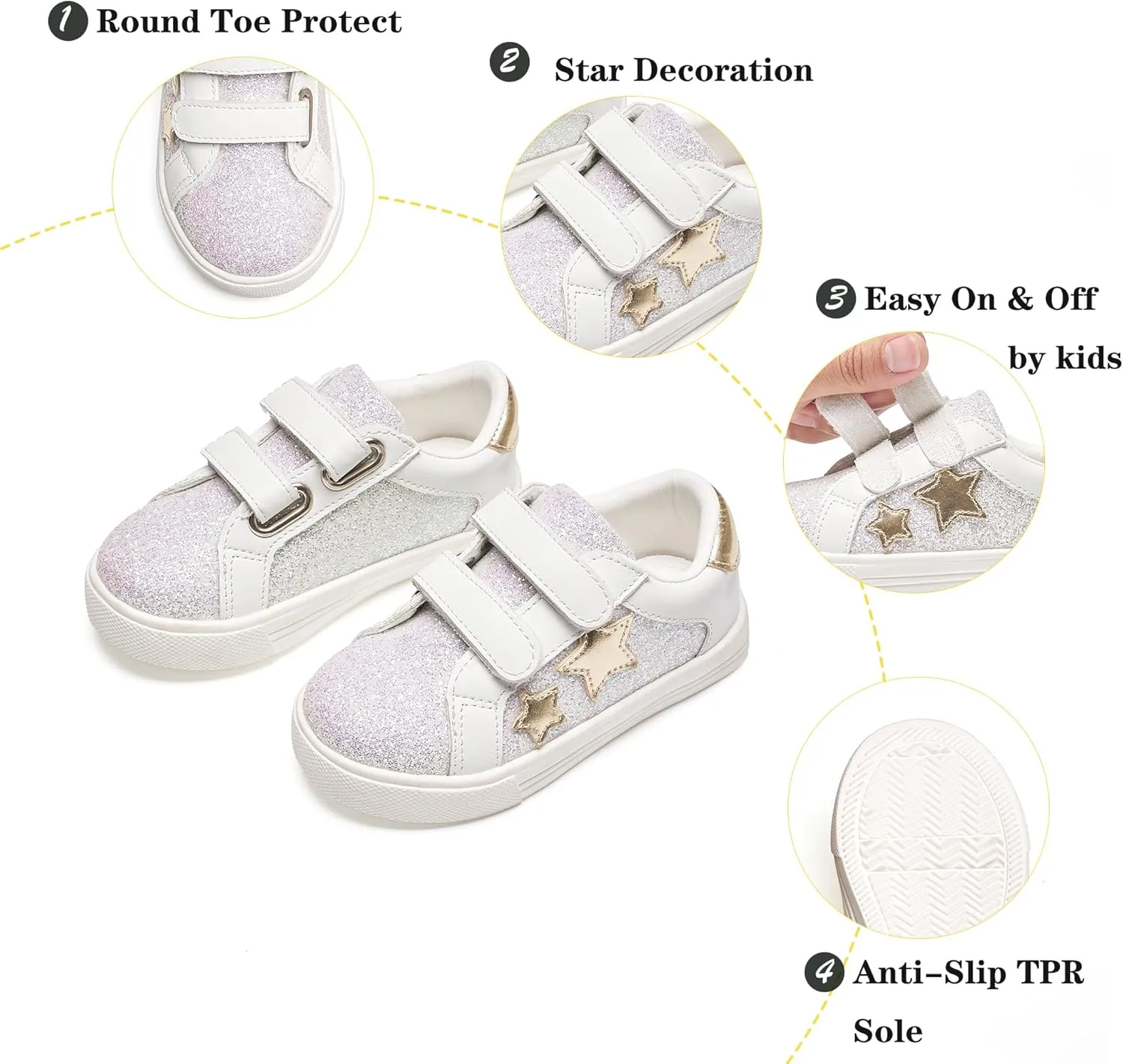 Kiderence Toddler Girls Sneakers Little Girls Running Sports Shoes(Toddler/Little Kids)