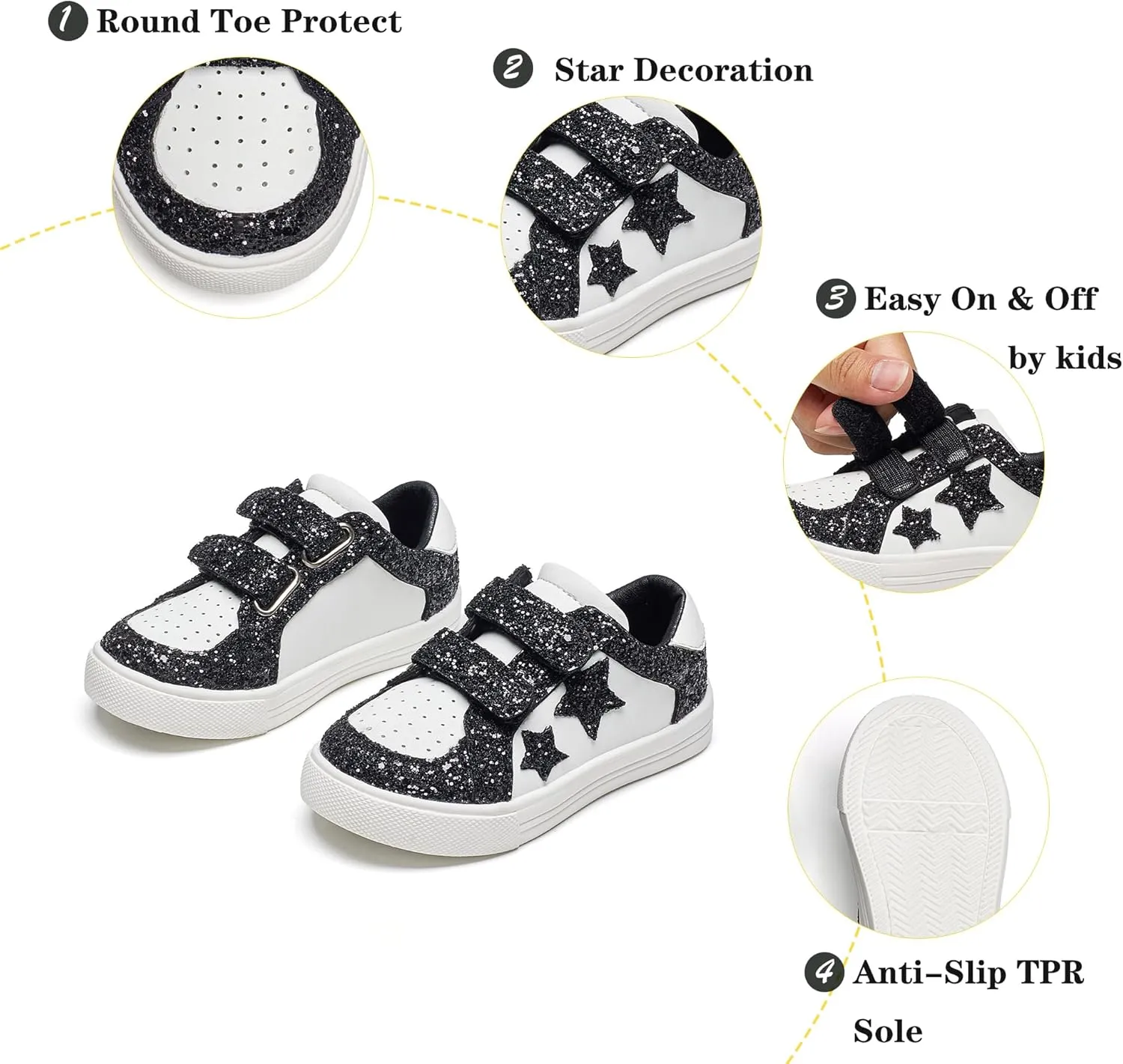 Kiderence Toddler Girls Sneakers Little Girls Running Sports Shoes(Toddler/Little Kids)