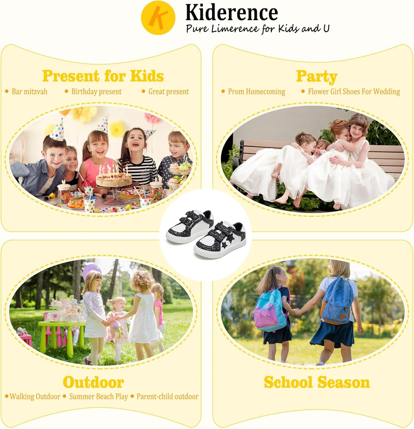 Kiderence Toddler Girls Sneakers Little Girls Running Sports Shoes(Toddler/Little Kids)