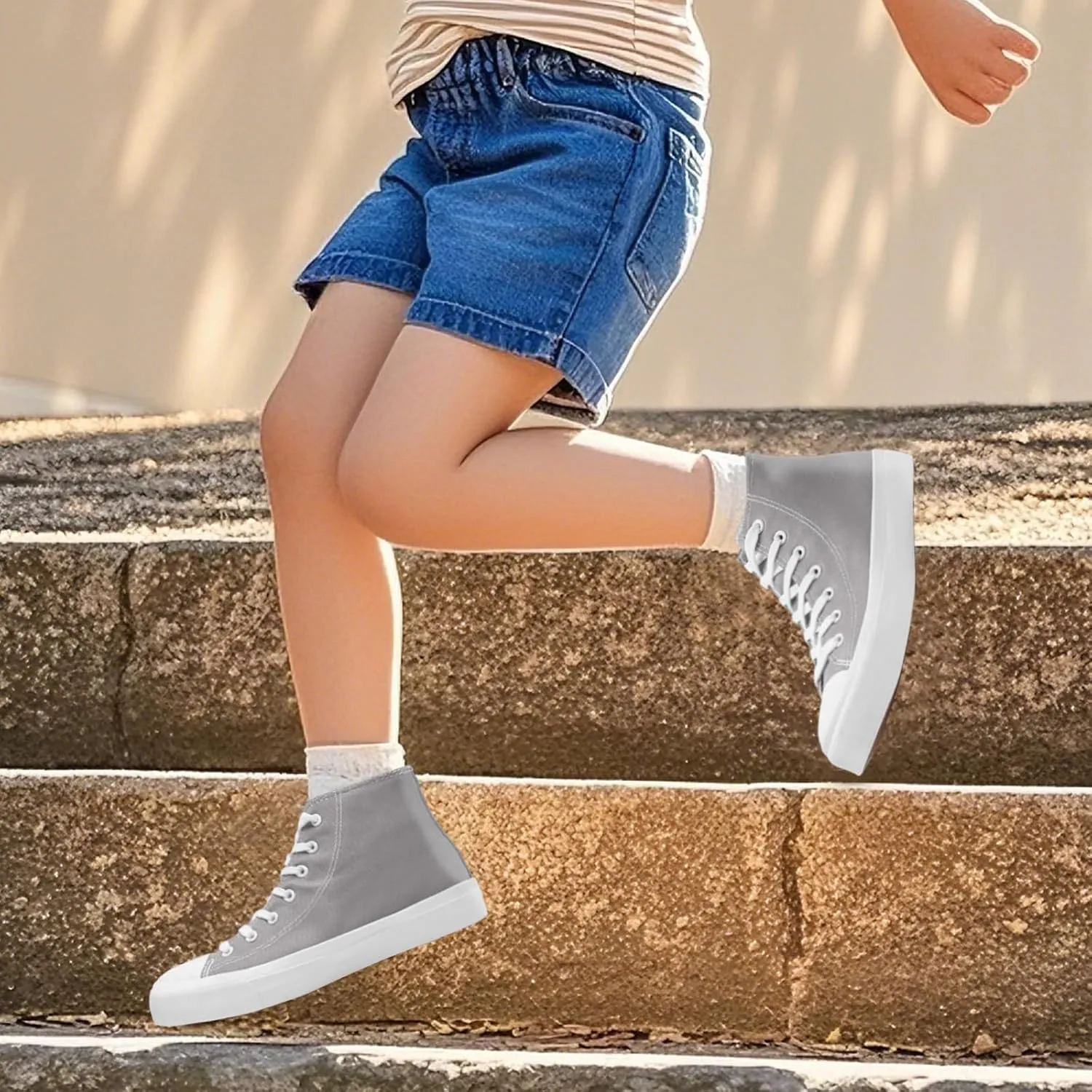 Kids Canvas Sneakers for Girls Boys High Top Canvas Fashion Shoes Comfortable Classic Casual Lace up Walking Running Shoes