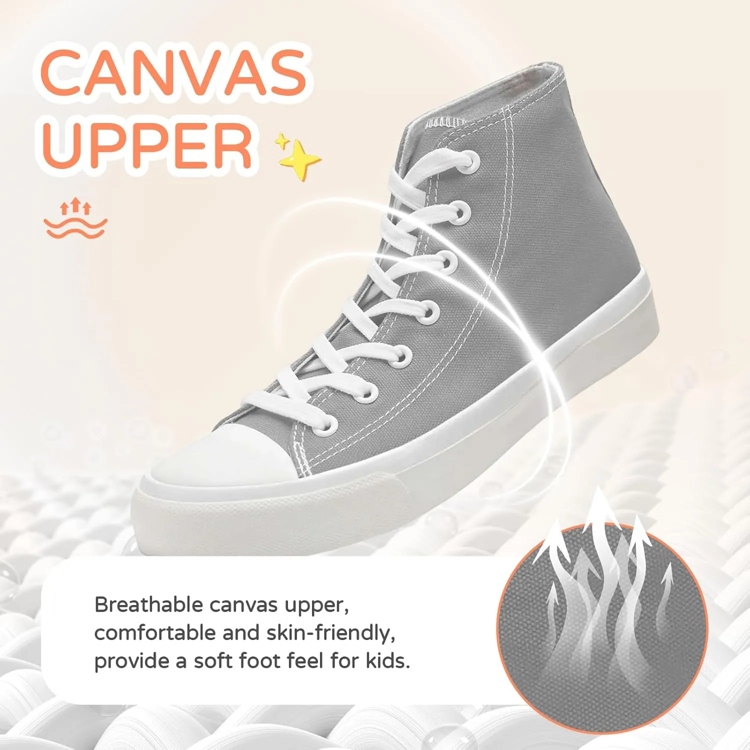 Kids Canvas Sneakers for Girls Boys High Top Canvas Fashion Shoes Comfortable Classic Casual Lace up Walking Running Shoes
