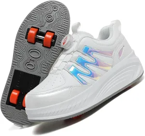 Kids Roller Skate Shoes with Detachable Wheels Fashion Sneakers for Boys & Girls, Outdoor Sports Shoes for Teens