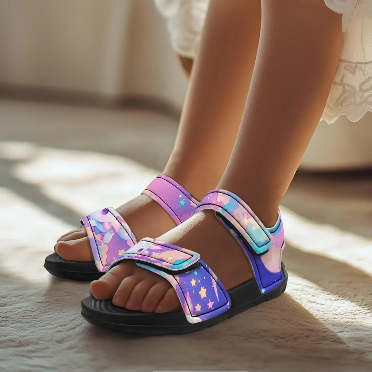 Kids Sandals Girls Toddler Summer Shoes Sandals for Kids Girls Summer Slide with Adjustable Strap Athletic Shoes