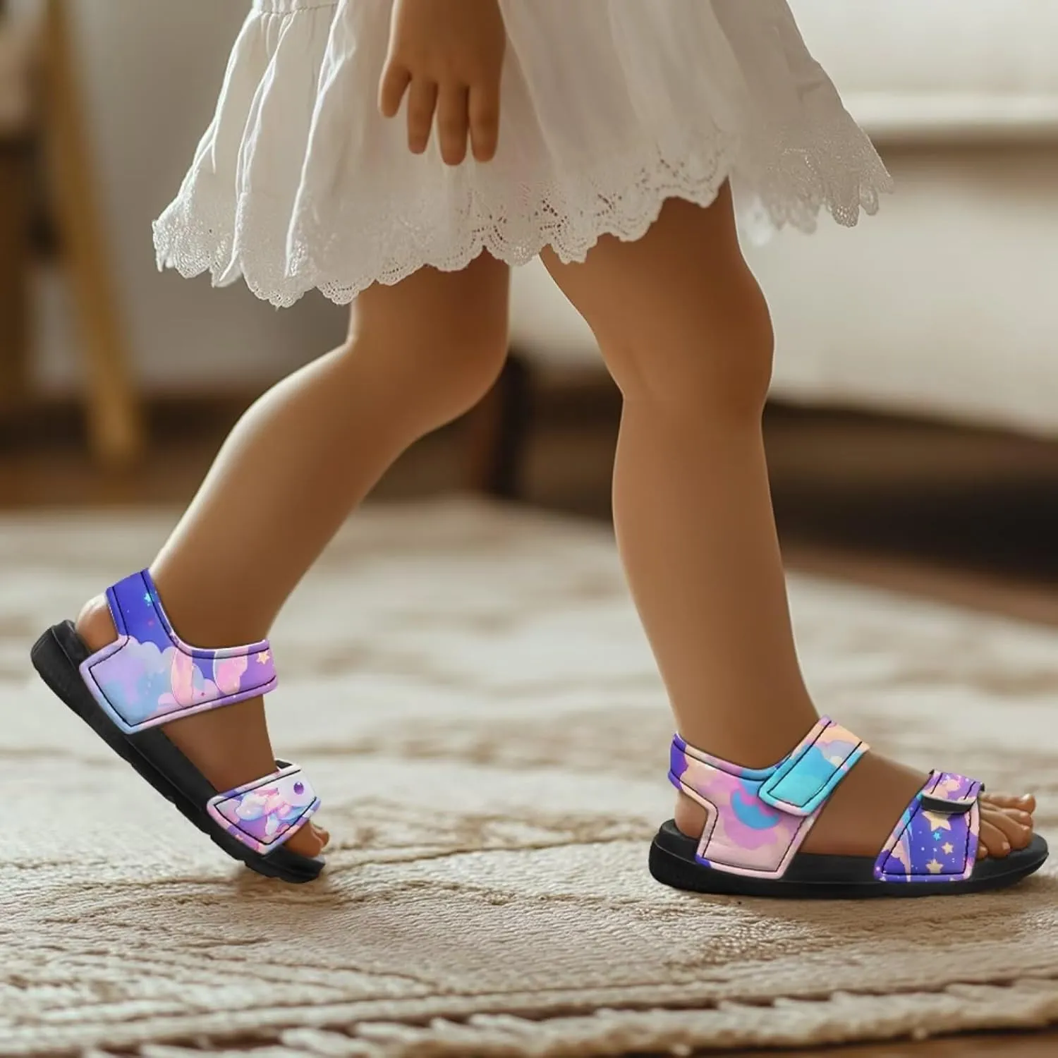 Kids Sandals Girls Toddler Summer Shoes Sandals for Kids Girls Summer Slide with Adjustable Strap Athletic Shoes