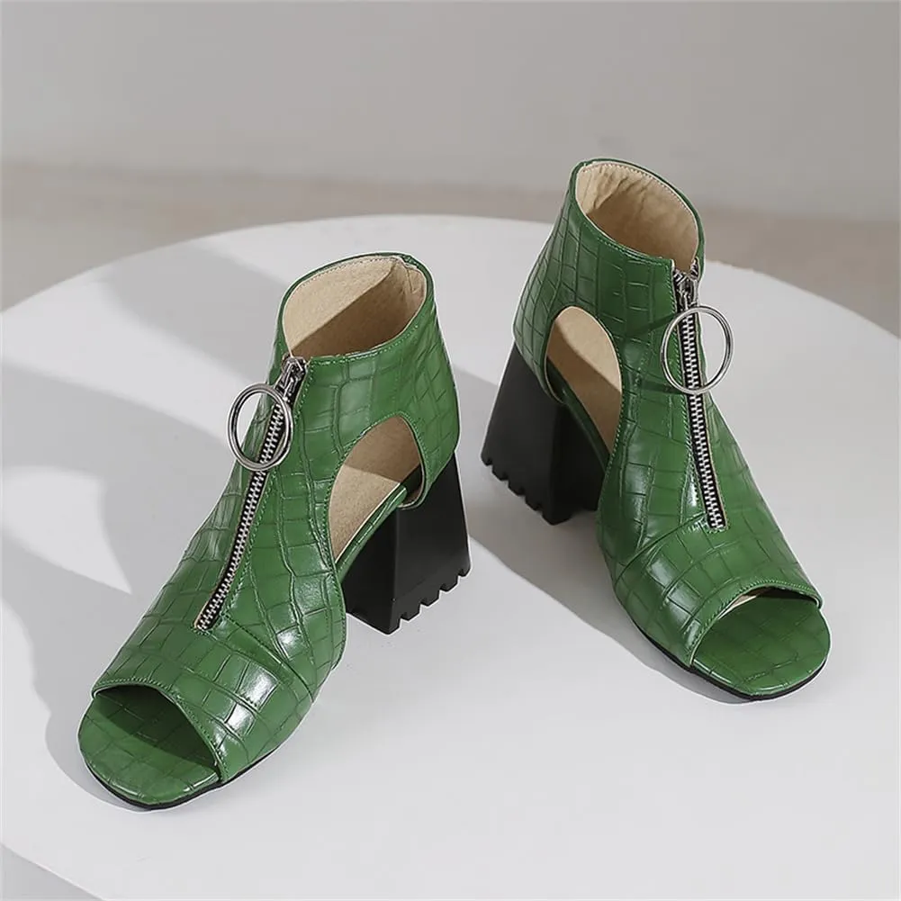 KIKIVIVI Womens Peep Toe Slingback Sandals Buckle Chunky Heel Pumps