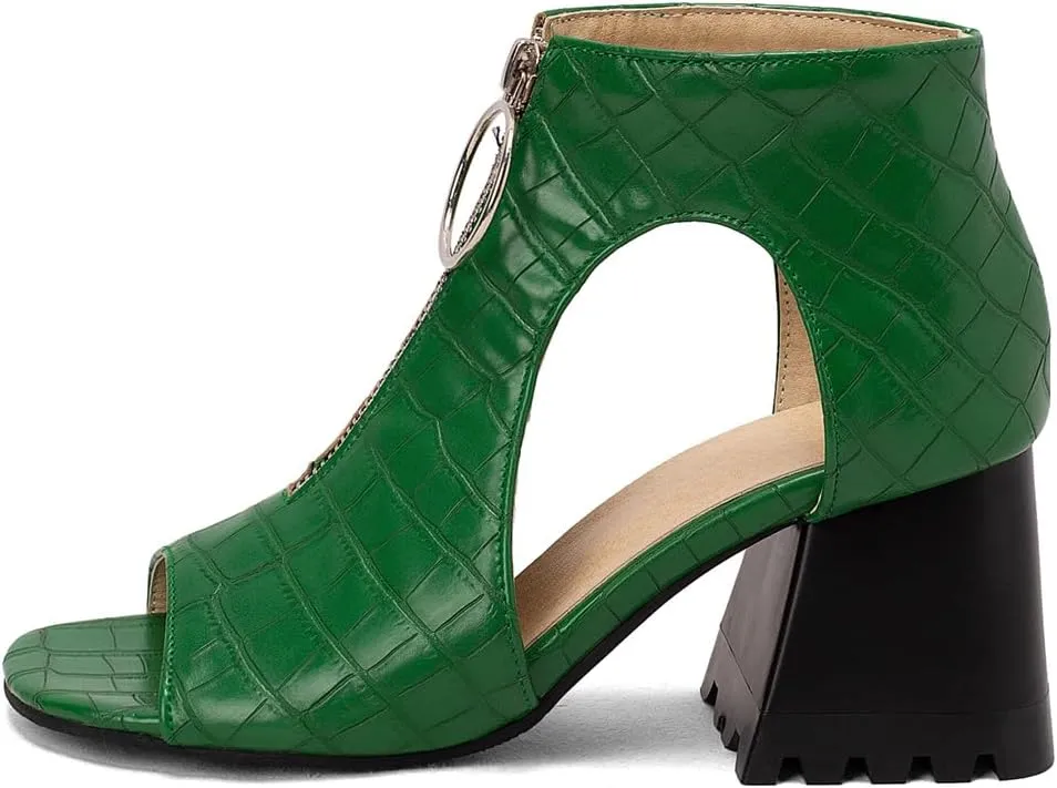 KIKIVIVI Womens Peep Toe Slingback Sandals Buckle Chunky Heel Pumps