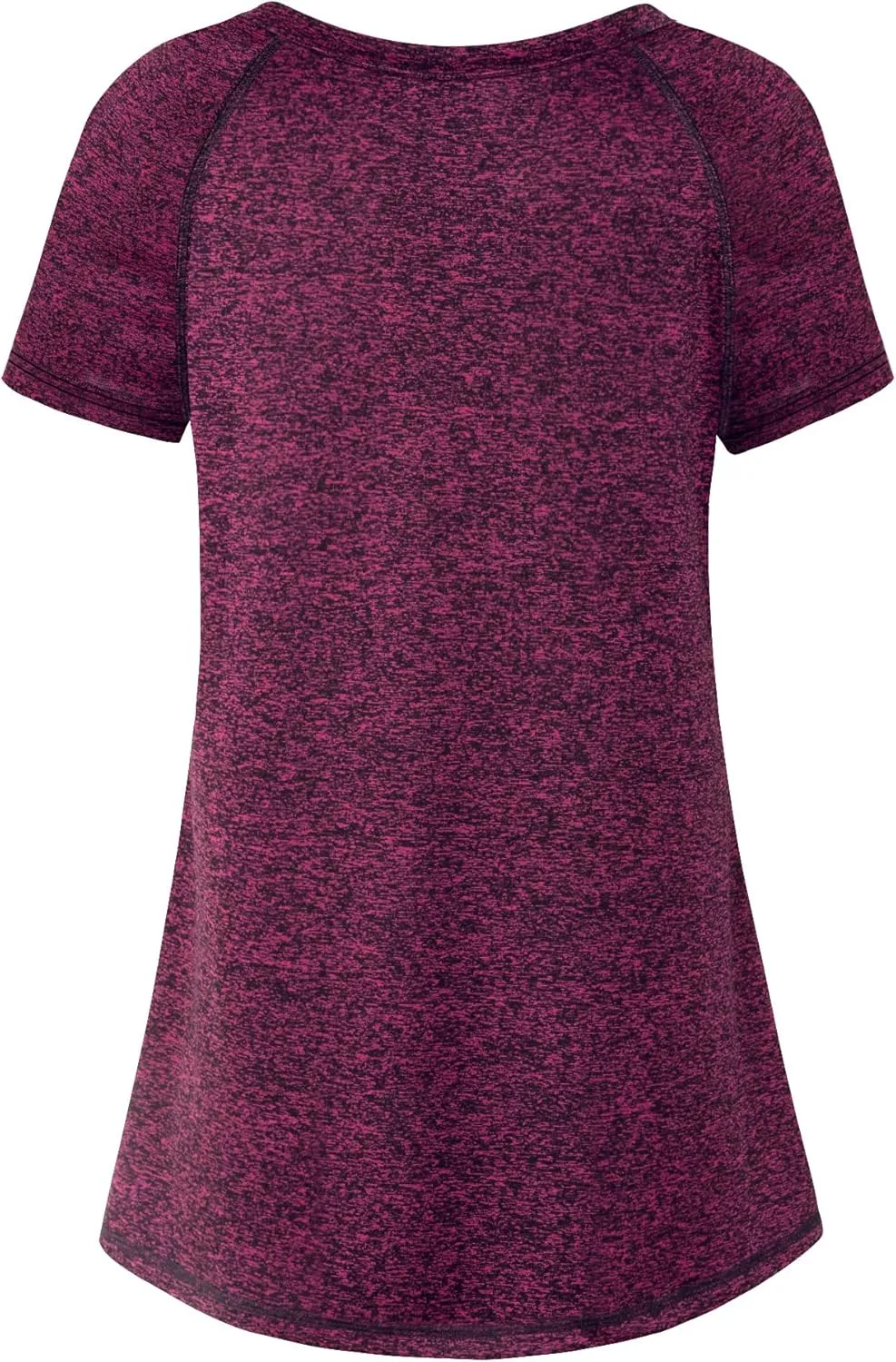 Kimmery Woman Raglan Sleeve Round Neck Irregular Hem Yoga Workout Shirt Sizes M-3XL