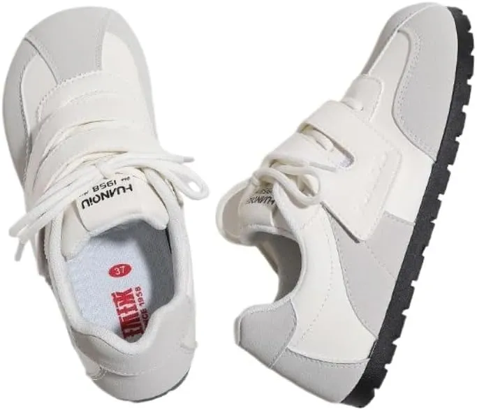 Korean Chunky Sneakers, Kawaii Academy Style, Cloud Sole & Hidden Heel Lift, Comfortable White Shoes for Women, Touch Fastener Strap, Preppy Outfit, Gift for Daughter, Travel-Friendly
