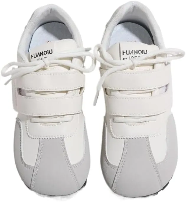 Korean Chunky Sneakers, Kawaii Academy Style, Cloud Sole & Hidden Heel Lift, Comfortable White Shoes for Women, Touch Fastener Strap, Preppy Outfit, Gift for Daughter, Travel-Friendly