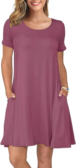KORSIS Summer Dresses for Women Casual T-Shirt Dresses Swing Flowy Beach Vacation Sundress with Pockets (S-3XL)