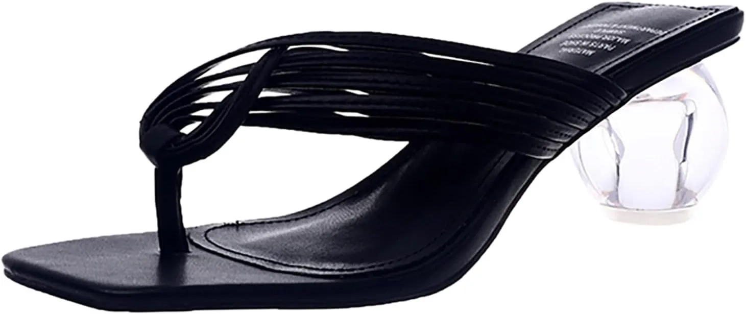 Ladies Fashion Simple Elegant Solid Colour Square Head Spherical Heel Clip Toe Large Size Sandals Women Sexy