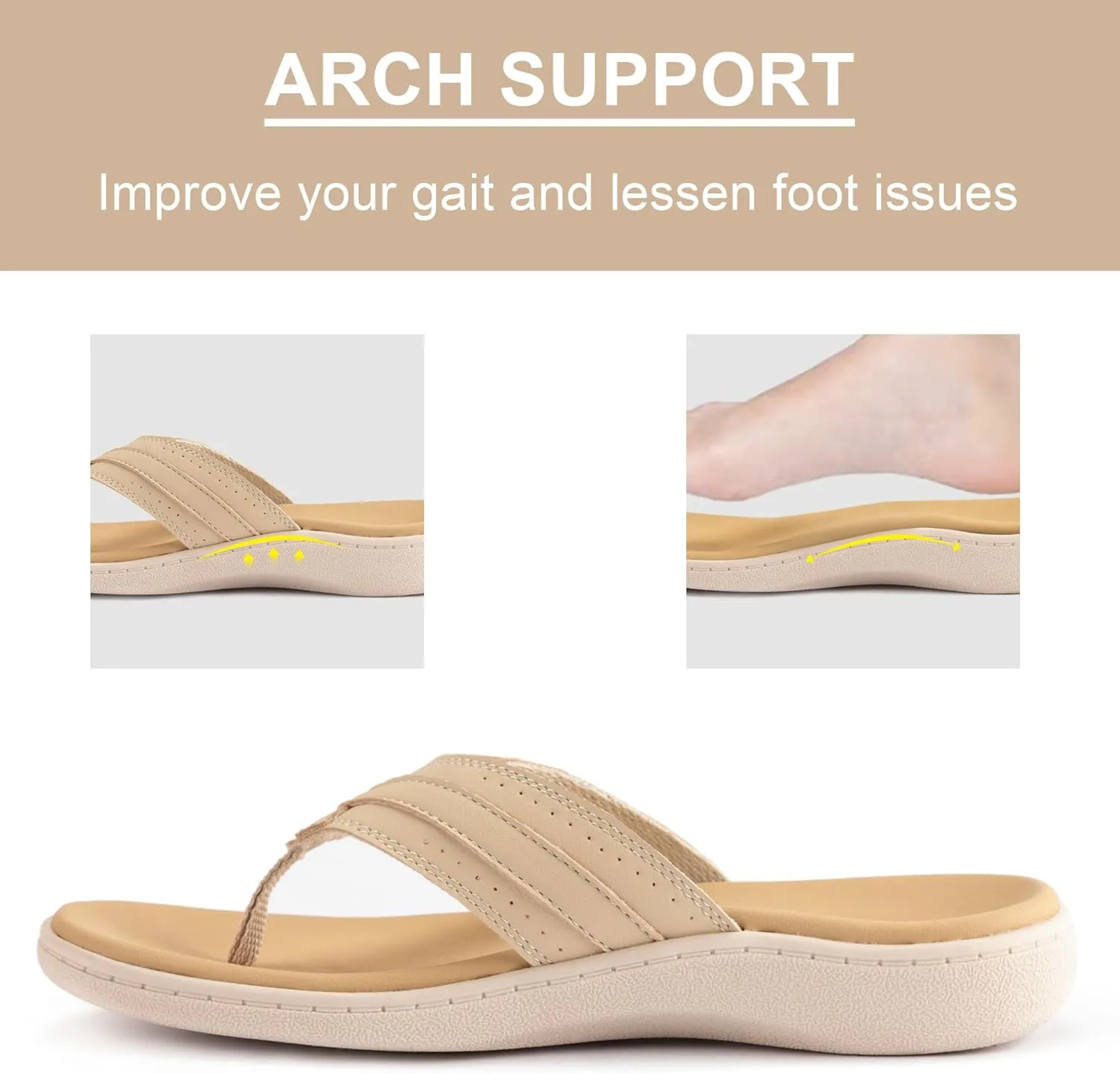 LazyStep Women's Orthotic Slide Sandals, Casual Summer Sandals with Arch Support