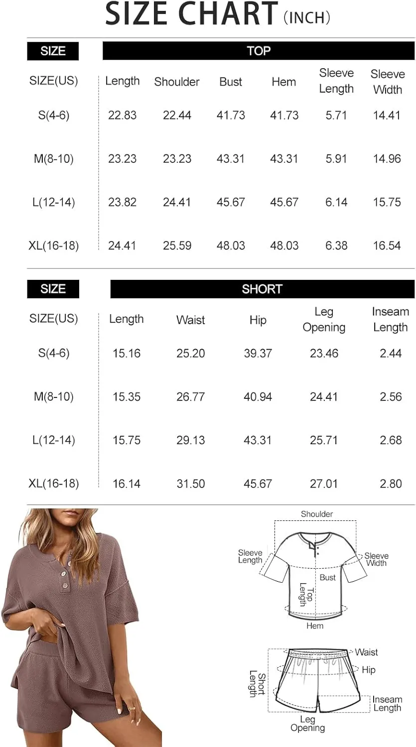 LILLUSORY Womens Summer Knit Matching Lounge Set 2 Piece Outfits