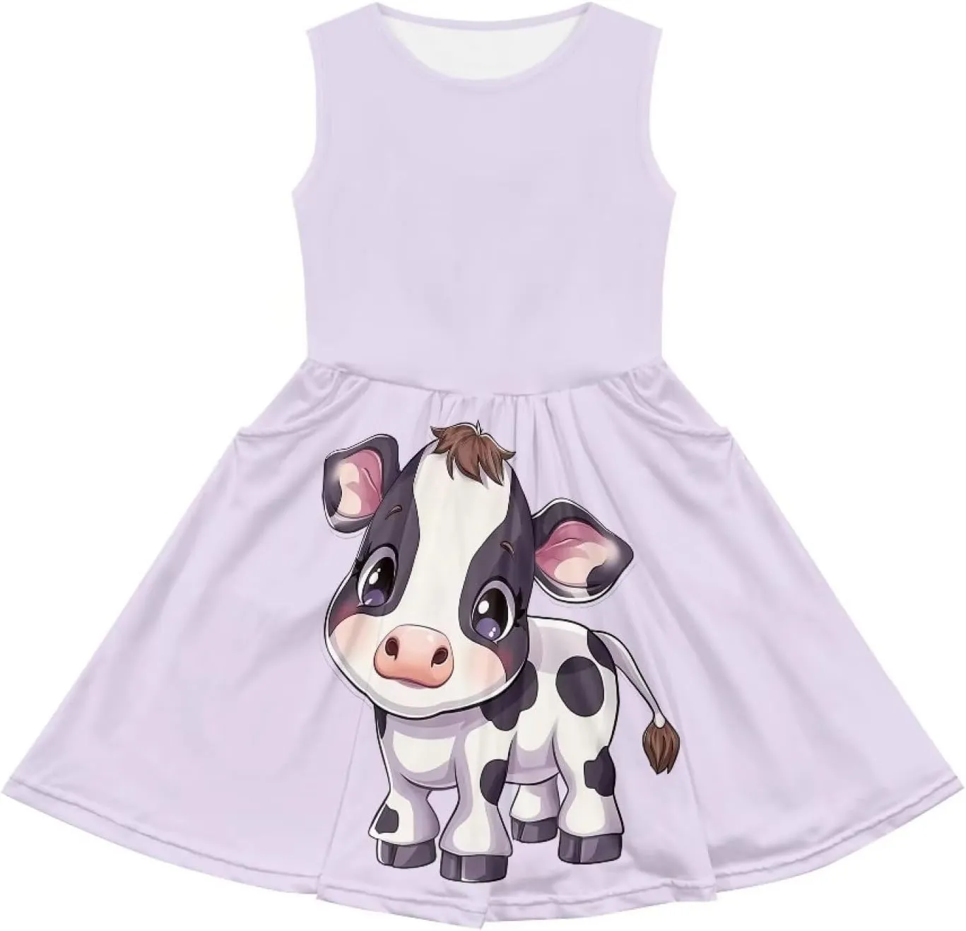 Little Girl Sleeveless Dress Comfy Sundress with Pockets for Kids Girls 4-14 Years Old