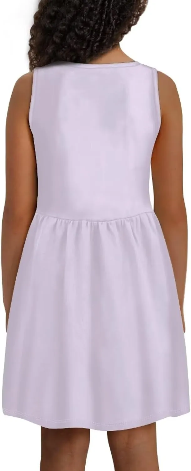 Little Girl Sleeveless Dress Comfy Sundress with Pockets for Kids Girls 4-14 Years Old