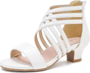 Little Girls Sandals High Heels Formal Shoes Open Toe Pump Sandals Glitter Party Wedding Shoes for Big Kids Toddler