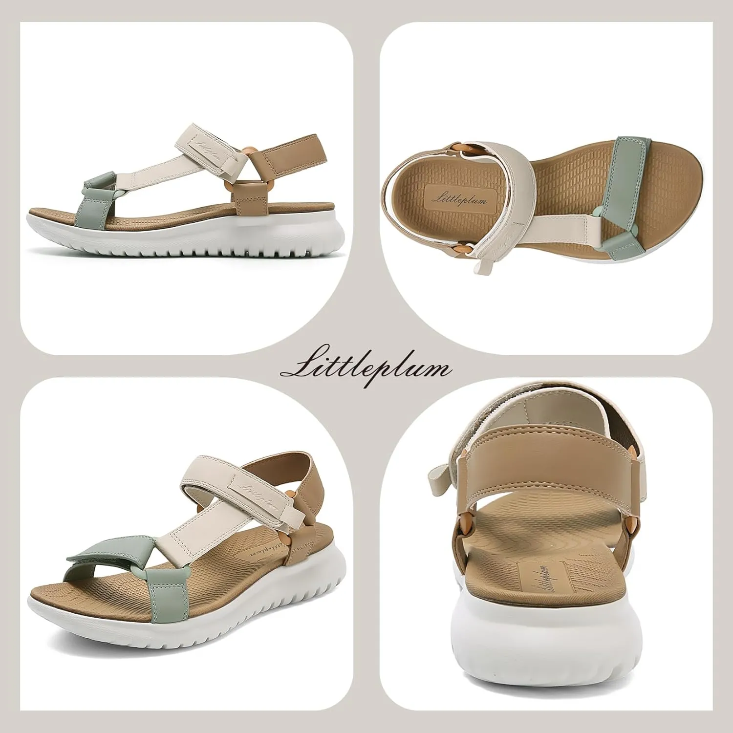 Littleplum Women's Sandals Casual Summer Water Beach Sandals With Arch Support Adjustable Athletic Sandals for Traveling Walking Camping