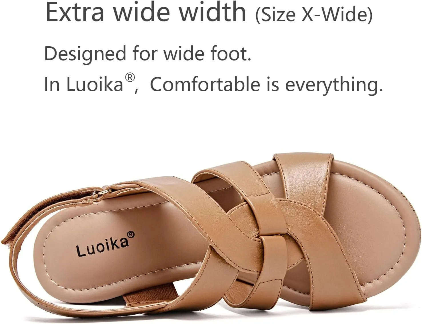 Luoika Women's Wide Width Wedge Sandals, Platform Wedge Pump Heel Ankle Strap Open Toe Women's Sandals Concise Casual Summer Shoes.