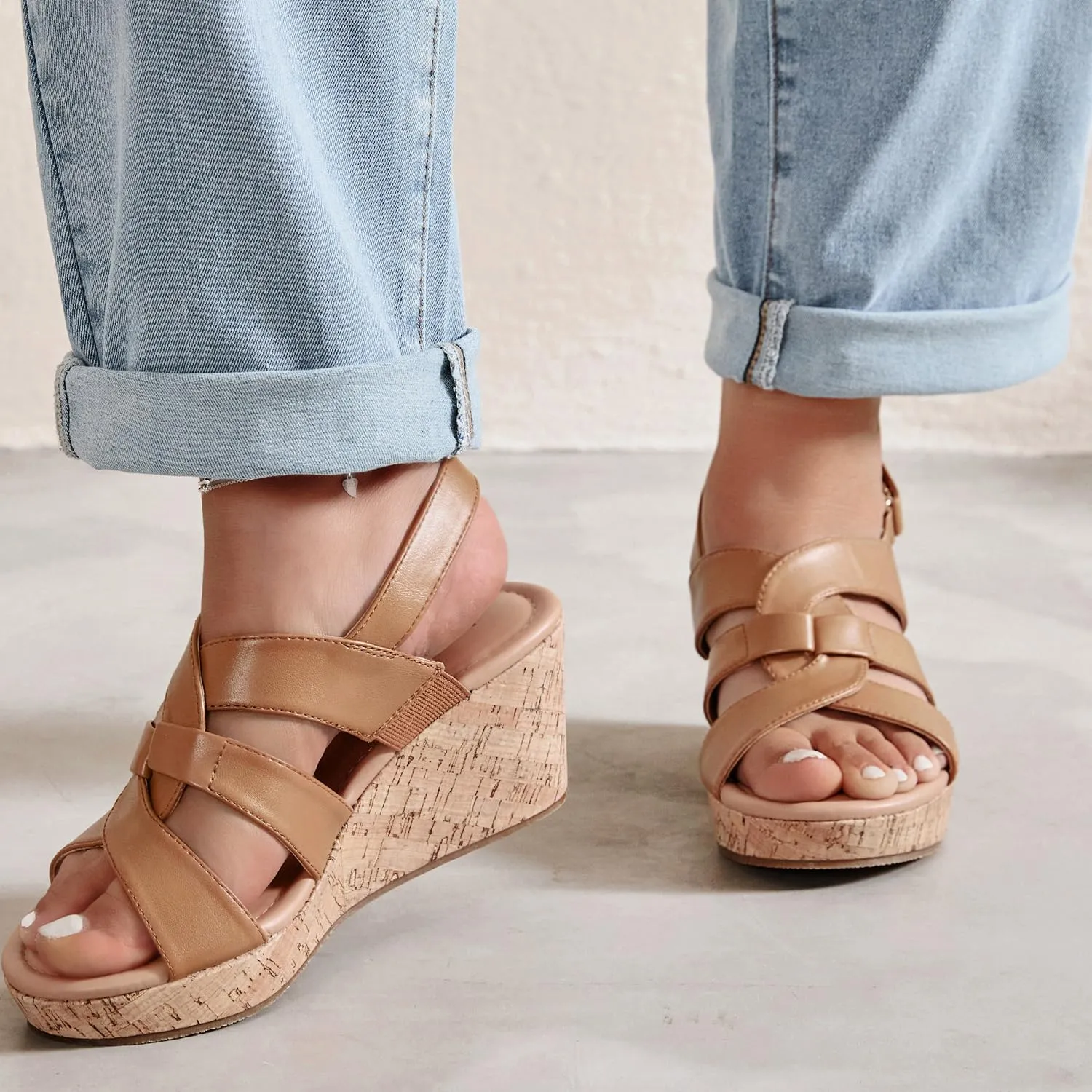 Luoika Women's Wide Width Wedge Sandals, Platform Wedge Pump Heel Ankle Strap Open Toe Women's Sandals Concise Casual Summer Shoes.