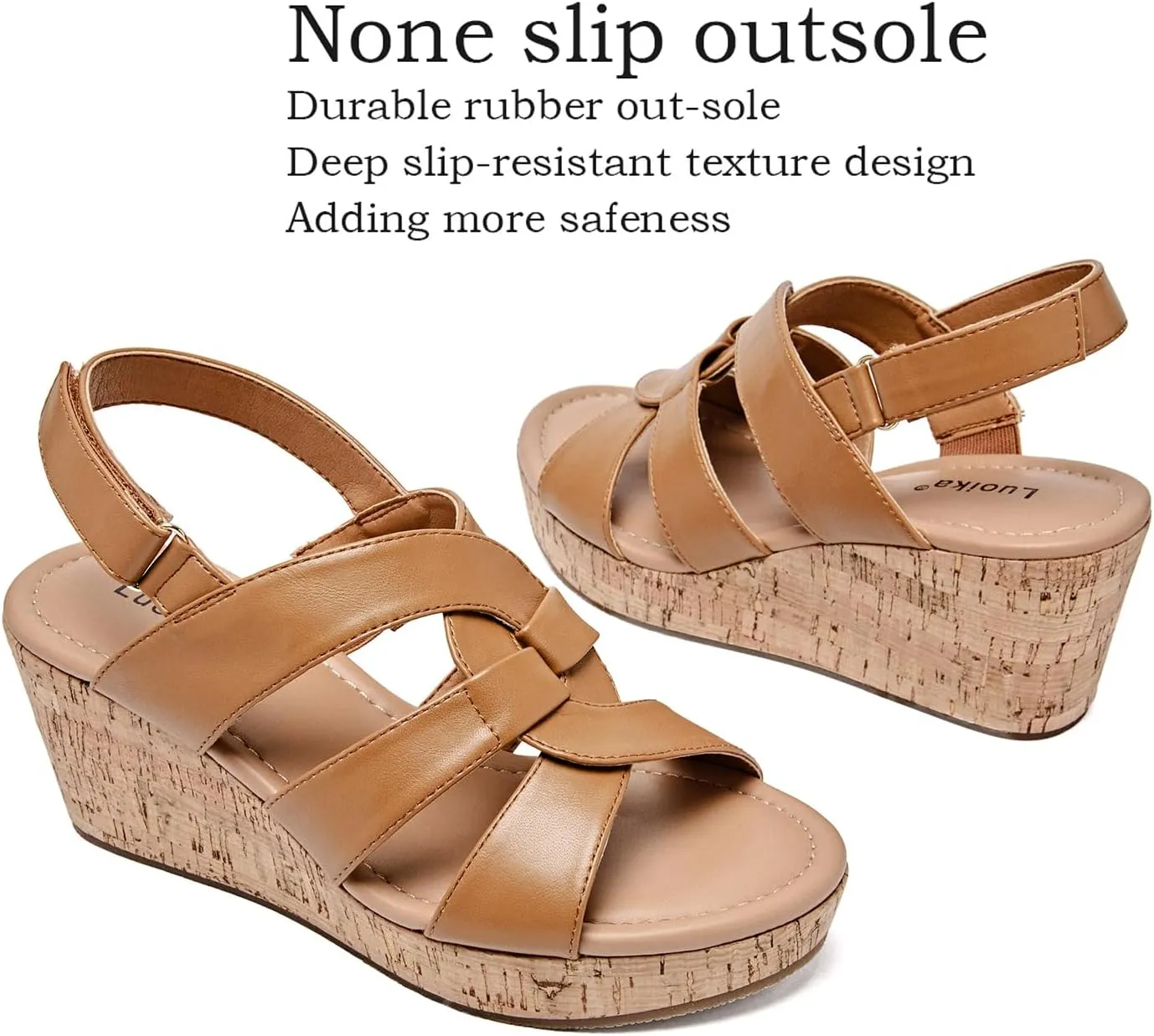Luoika Women's Wide Width Wedge Sandals, Platform Wedge Pump Heel Ankle Strap Open Toe Women's Sandals Concise Casual Summer Shoes.