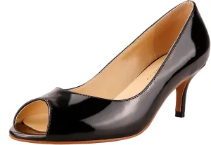 Lutalica W Women's Classic Open Toe Low Kitten Heel Sandals Slip On Medium Heel Peep Toe Dress Pumps