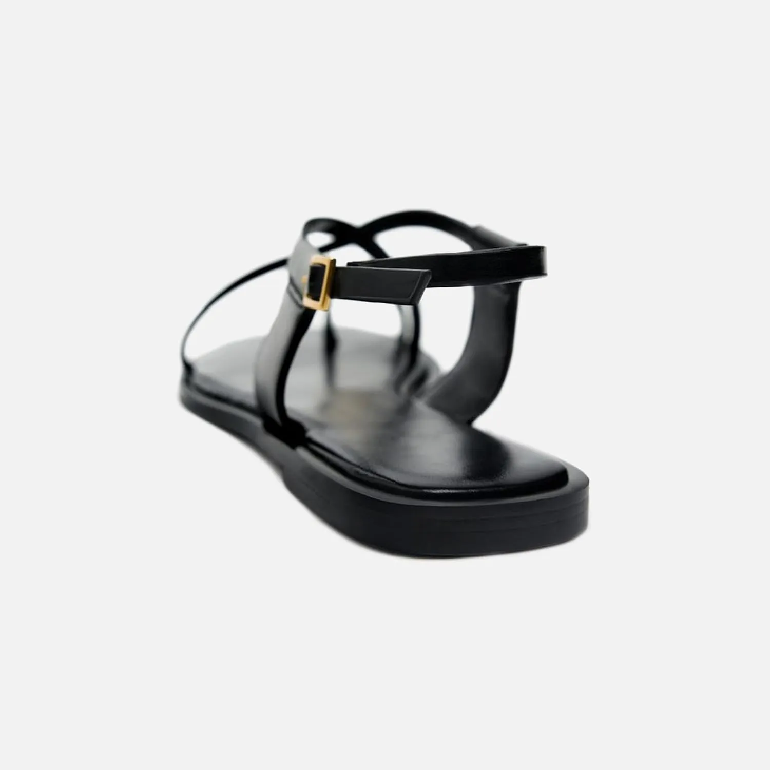 Lymphvity Women's Metal Toe Ring Strappy Flat Sandals Open Square Toe Gladiator Lace Up Sandals With Buckle Strap Casual Summer Beach Slides Sandal