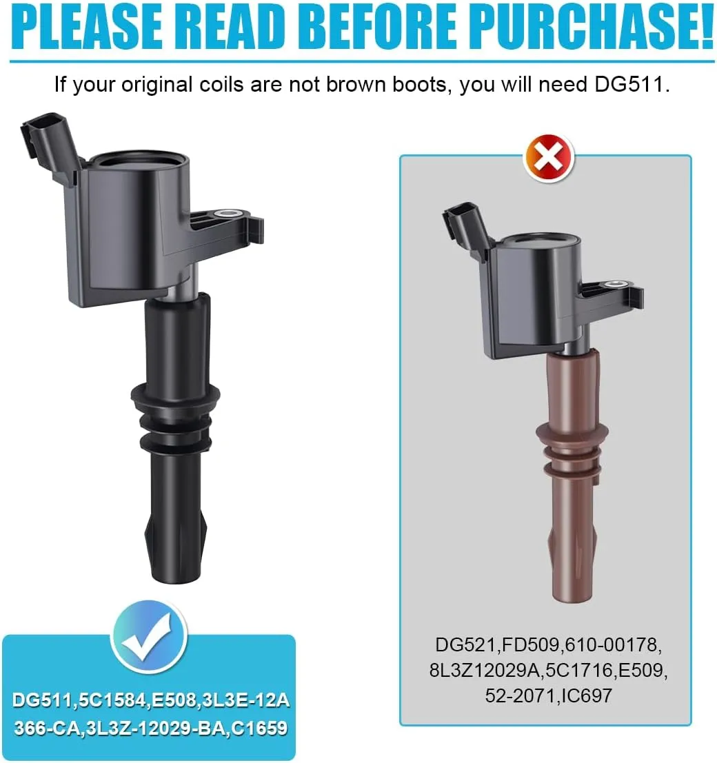 MAS Set of 8 Platinum Spark Plug and 8 Straight Ignition Coil Pack Compatible with Ford F-150 Expedition F-250 Super Duty F-350 Super Duty 5.4L Replacement for FD508 SP515 SP546 DG511