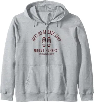Meet Me At Base Camp Mount Everest Mountain Climbing Boots Zip Hoodie
