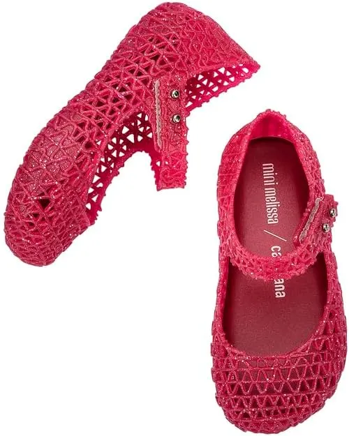 Melissa Mini Campana Papel Flats for Babies, Toddlers - Comfortable & Cute Close-Toe Jelly Flat Shoes with Mary-Jane Strap & Interwoven Cut-Out Design