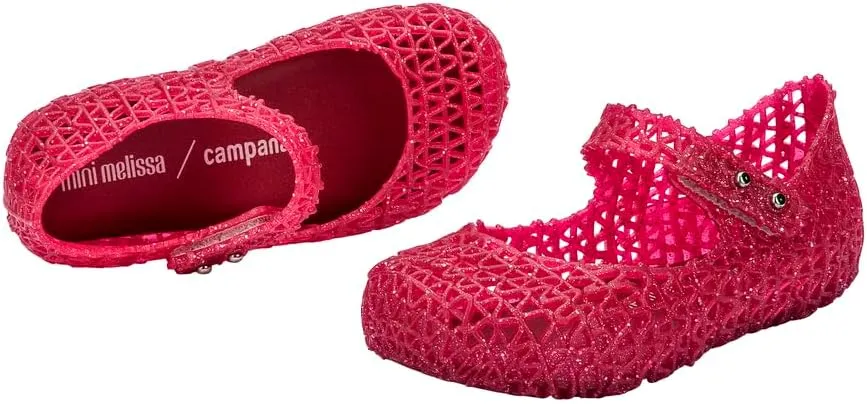 Melissa Mini Campana Papel Flats for Babies, Toddlers - Comfortable & Cute Close-Toe Jelly Flat Shoes with Mary-Jane Strap & Interwoven Cut-Out Design
