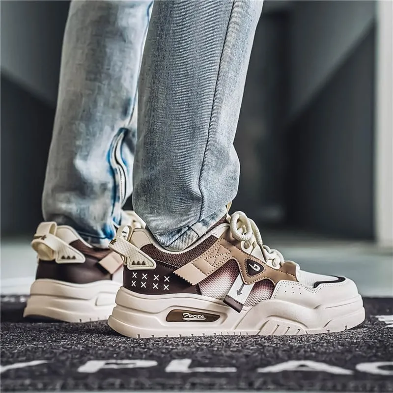 Men's Fashionable Thick Soled Skateboard Shoes Casual Walking Shoes Comfy Non Slip Durable Suitable for Outdoor Campus Walking