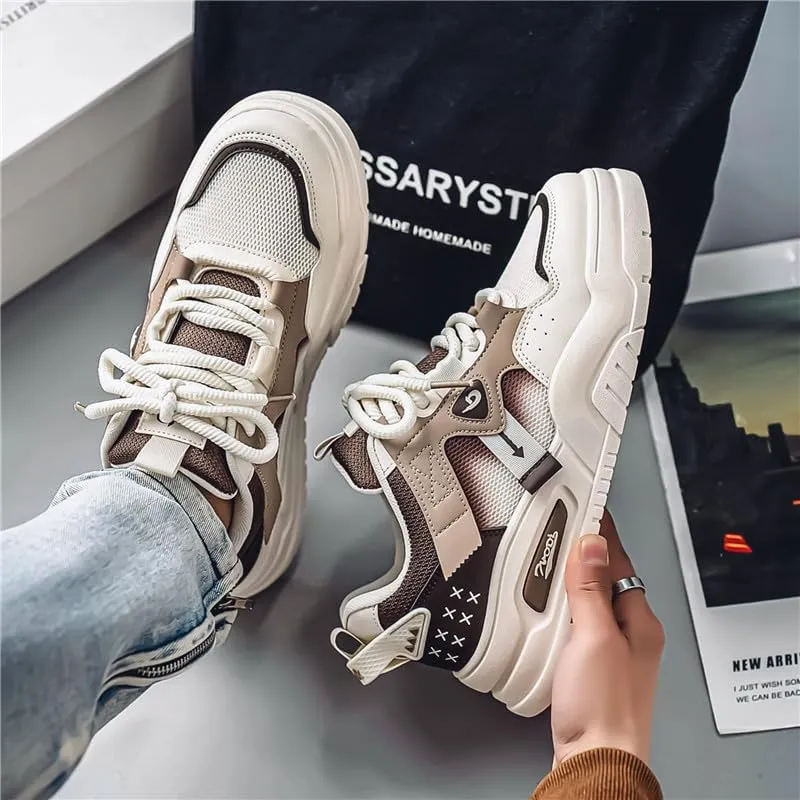 Men's Fashionable Thick Soled Skateboard Shoes Casual Walking Shoes Comfy Non Slip Durable Suitable for Outdoor Campus Walking
