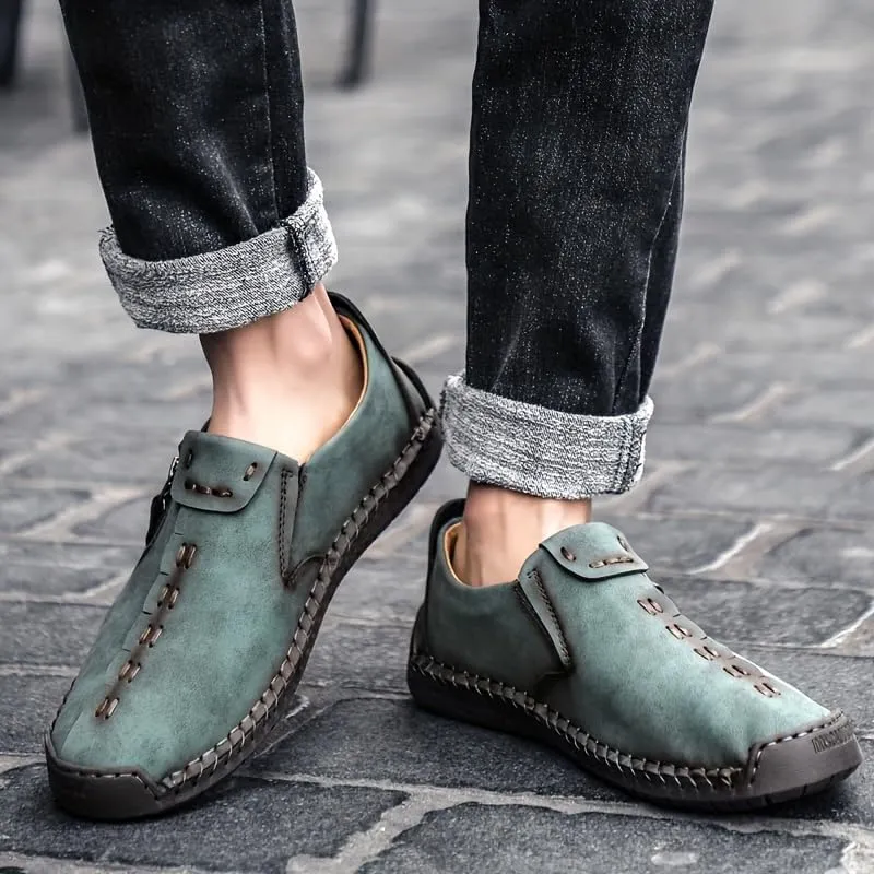Men's Loafer Shoes with Side Zipper, Comfy Non-Slip Slip On Shoes, Men's Shoes, Spring and Summer