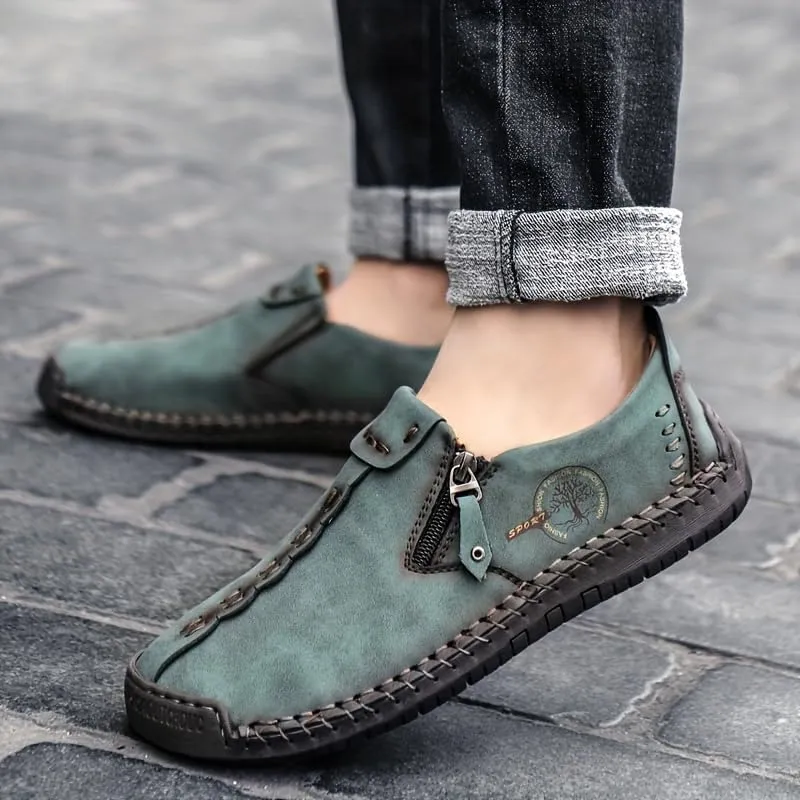 Men's Loafer Shoes with Side Zipper, Comfy Non-Slip Slip On Shoes, Men's Shoes, Spring and Summer