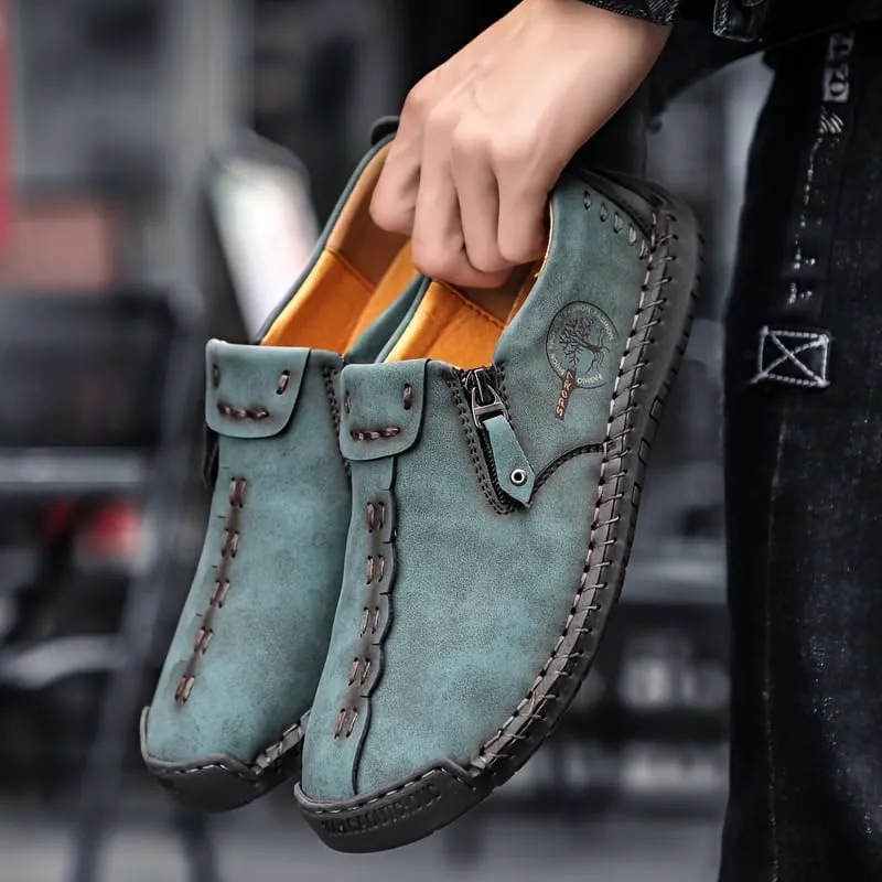 Men's Loafer Shoes with Side Zipper, Comfy Non-Slip Slip On Shoes, Men's Shoes, Spring and Summer