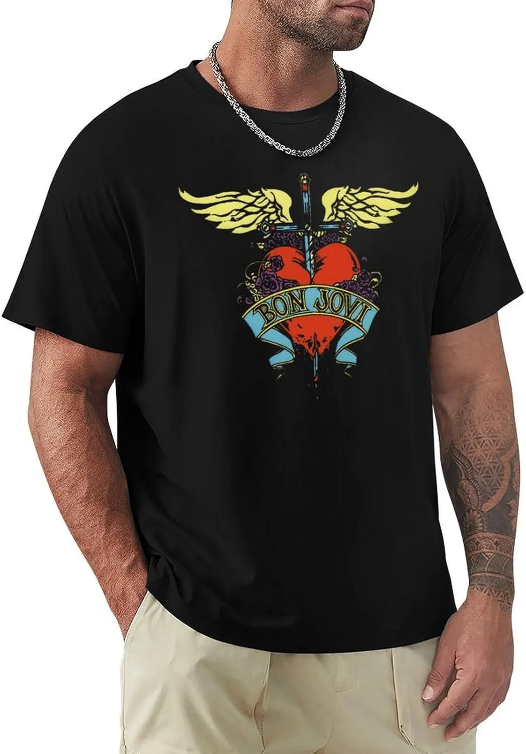 Men's Music Fans T-Shirts 80s&90s Short Sleeve Cotton Shirts Adult