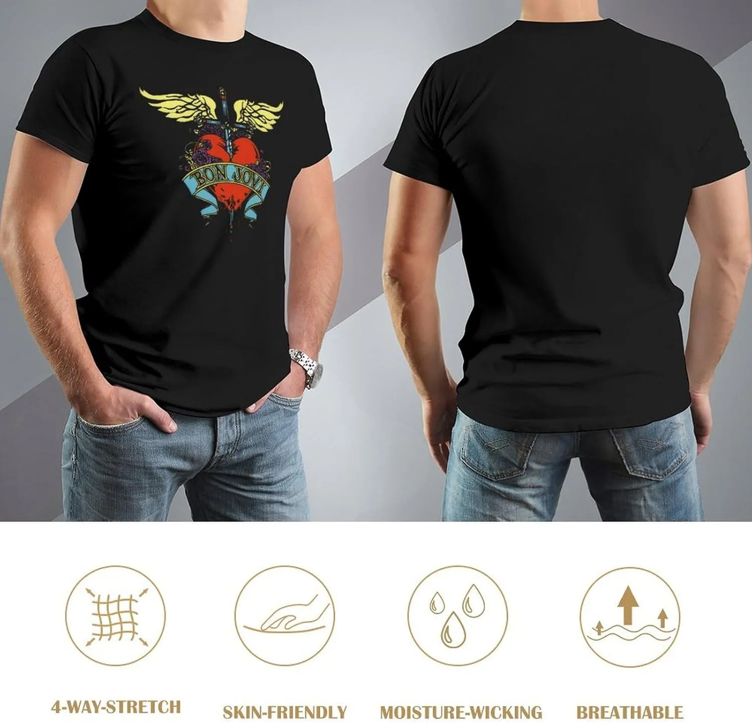 Men's Music Fans T-Shirts 80s&90s Short Sleeve Cotton Shirts Adult