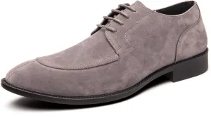 Mens Retro Suede Leather Lace Up Dress Oxfords Shoes Classic Slip On Low Top Pointed Toe Non-Slip Flats Derby Shoes for Formal Business Wedding