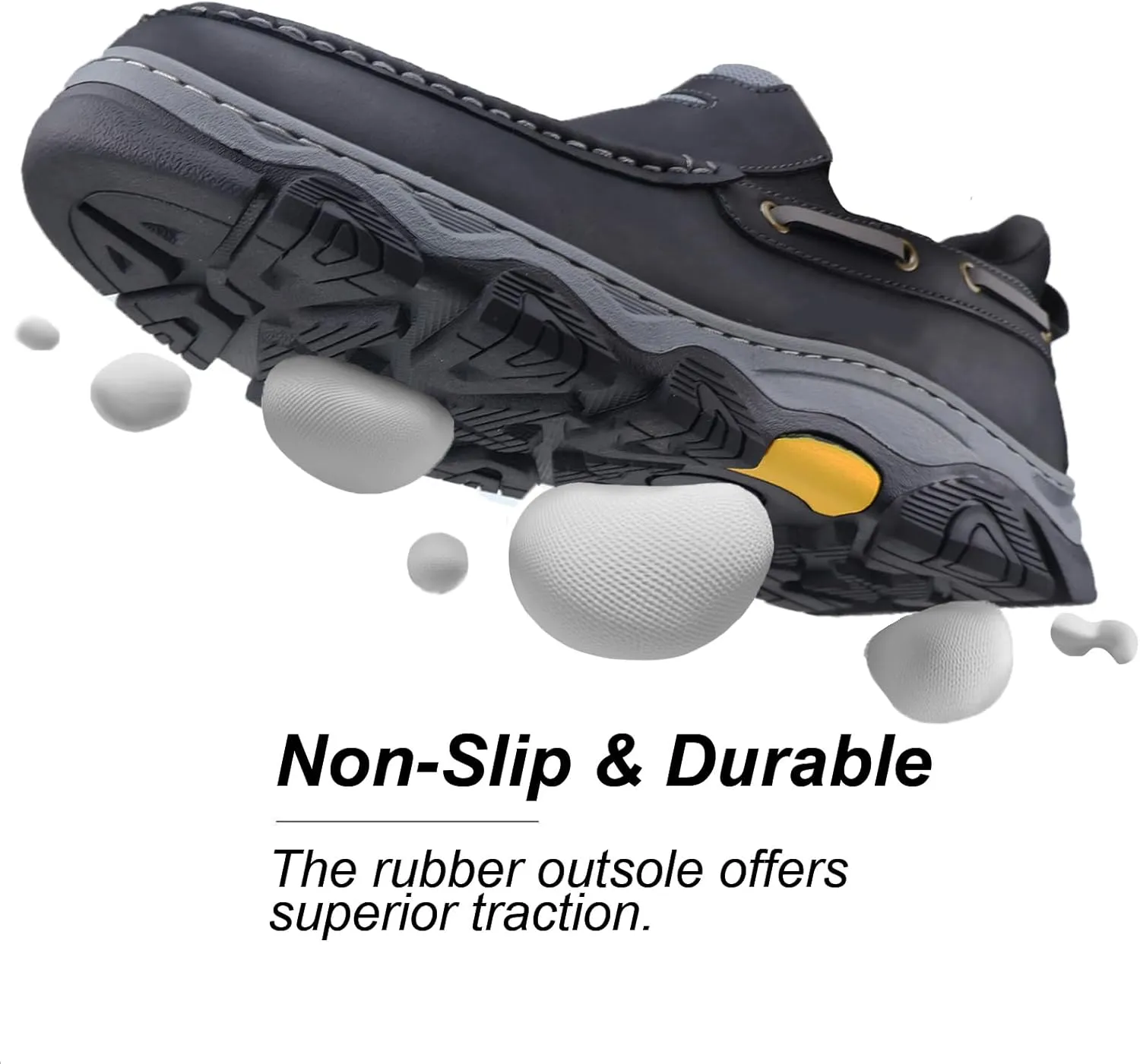 Men's Slip On Hands Free Leather Walking Work Loafers Slip-Ins Outdoor Dress Casual Cushioning Shoes