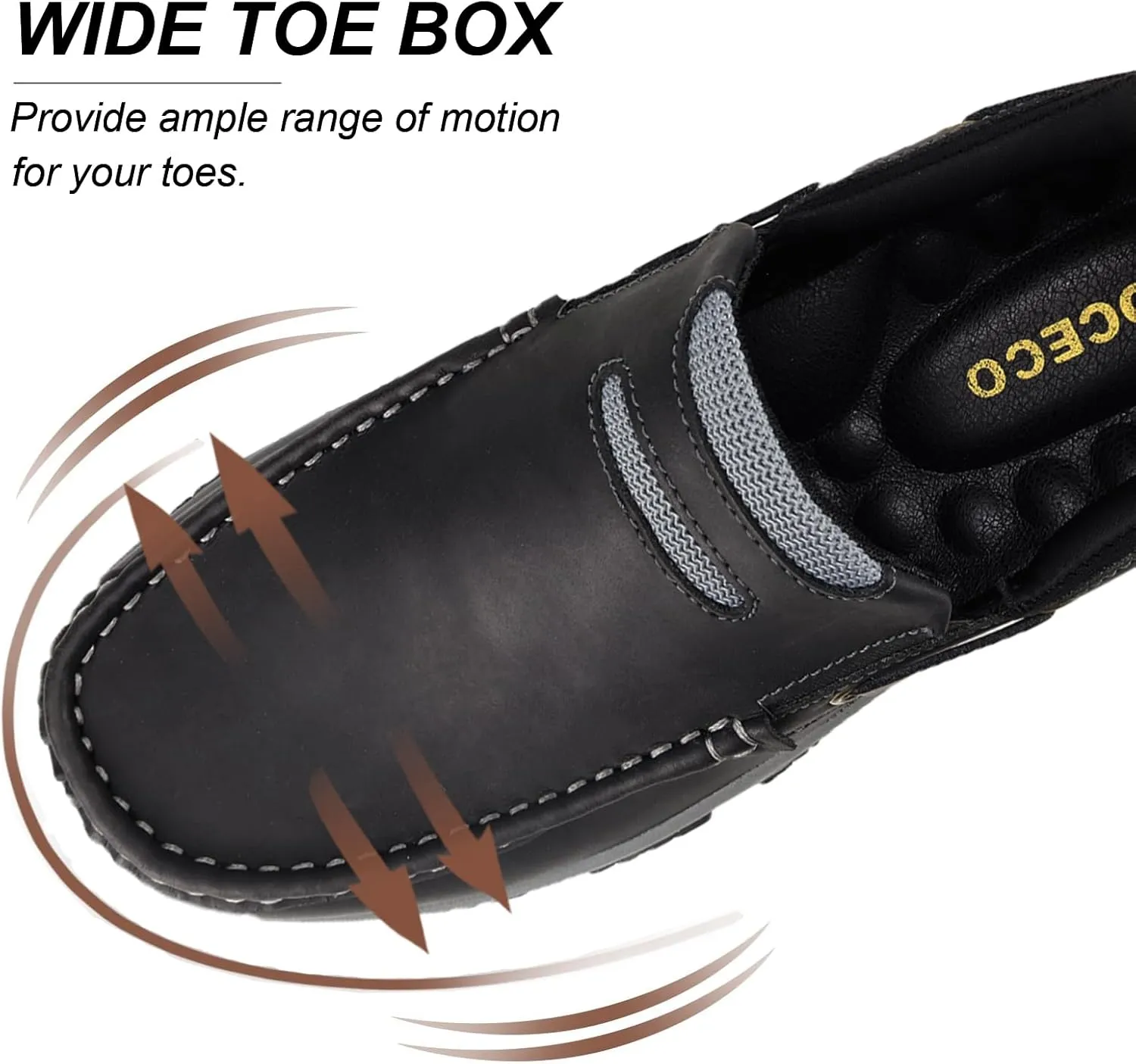 Men's Slip On Hands Free Leather Walking Work Loafers Slip-Ins Outdoor Dress Casual Cushioning Shoes