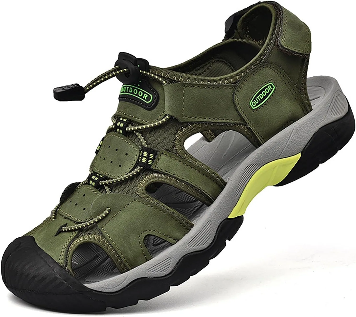 Men's Sport Sandals Outdoor Hiking Leather Closed Toe Sandals Athletic Lightweight Summer Casual