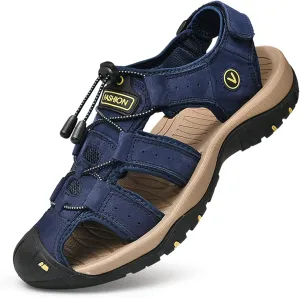 Men's sports sandals Outdoor hiking sandals Closed toe leather sports walking casual sandals Water shoes
