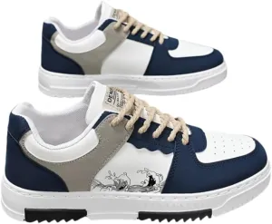Men's Trendy Street Style Wave Pattern Low Top Skateboard Shoes, Comfy Non Slip Lace Up Sneakers for Men's Outdoor Activities